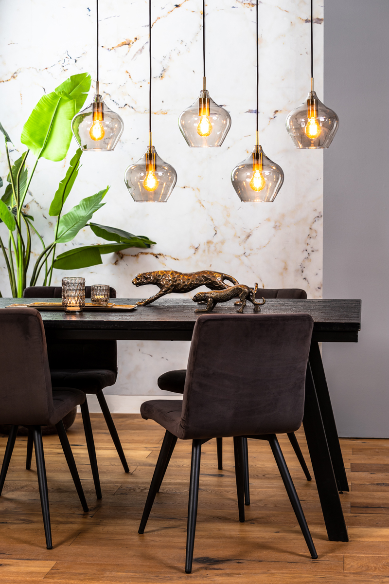 Suspension rétro en verre fumé cinq points lumineux Light & Living Rakel – Image 4