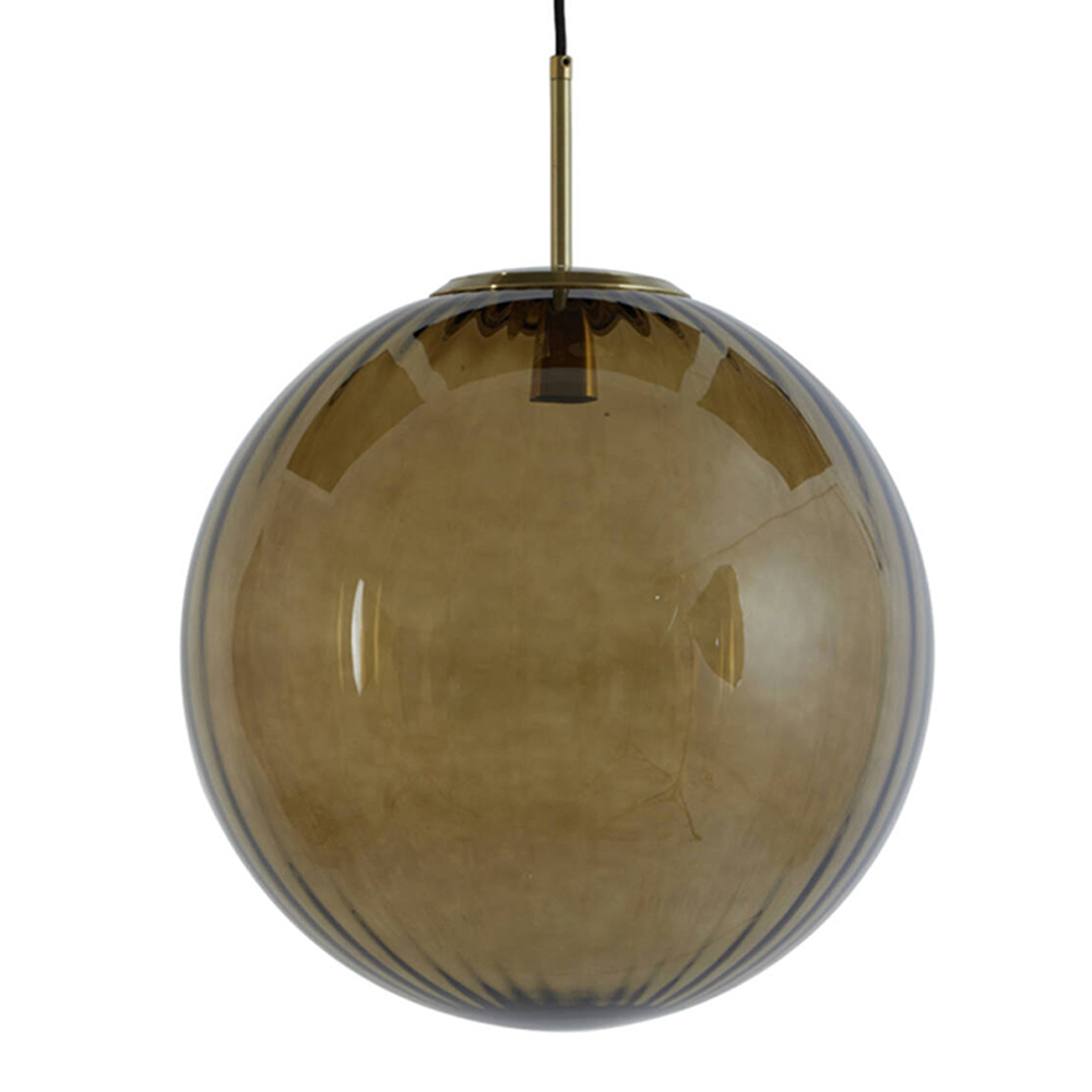 Lampes à suspension globe en verre fumé des années 1970 En vente sur