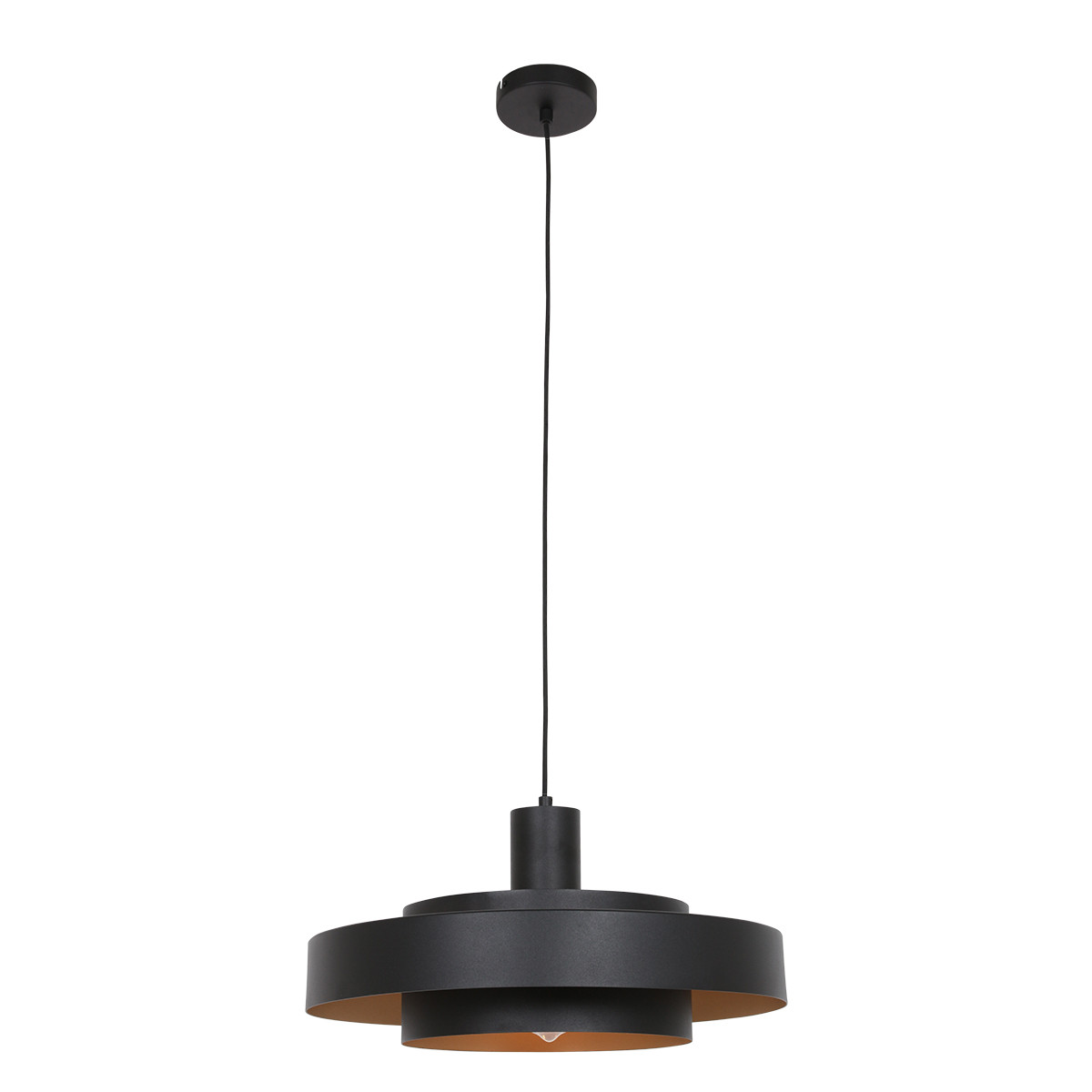 Suspension ronde anneaux Anne Lighting Flinter noir intérieur doré – Image 13