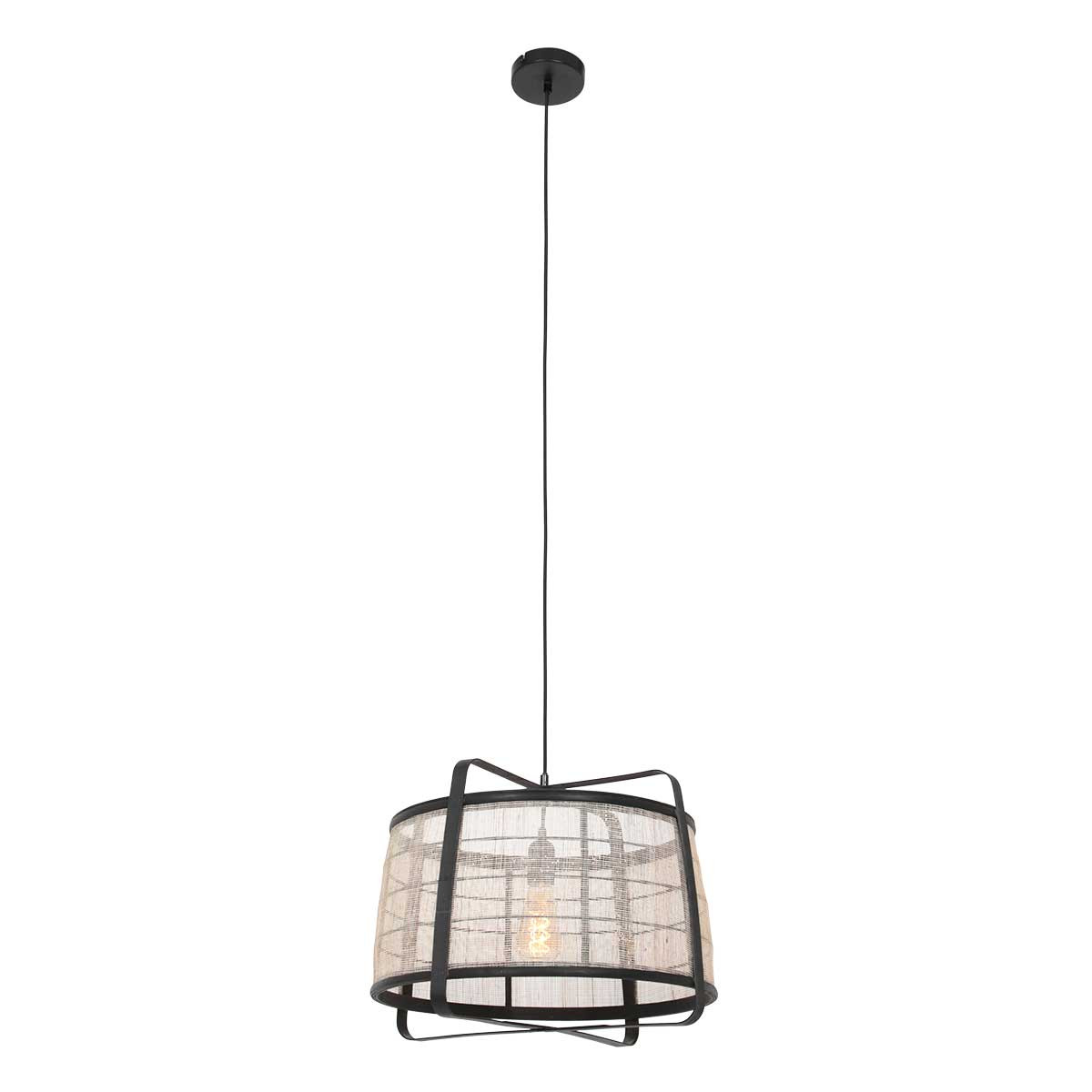 Suspension ronde avec filet noir Anne Light & Home Capos noir – Image 2