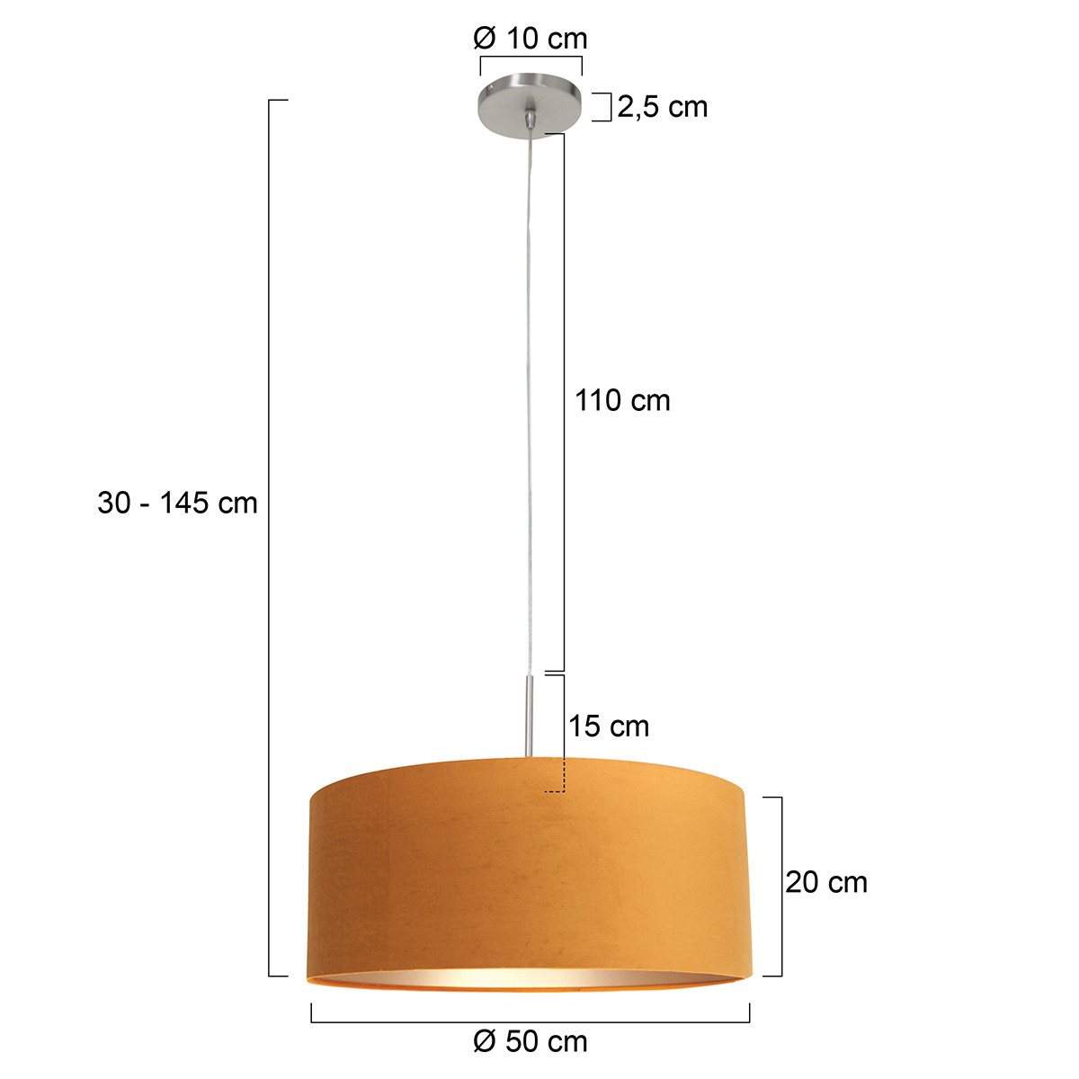 Suspension ronde jaune ocre Steinhauer Sparkled light or et acier – Image 6