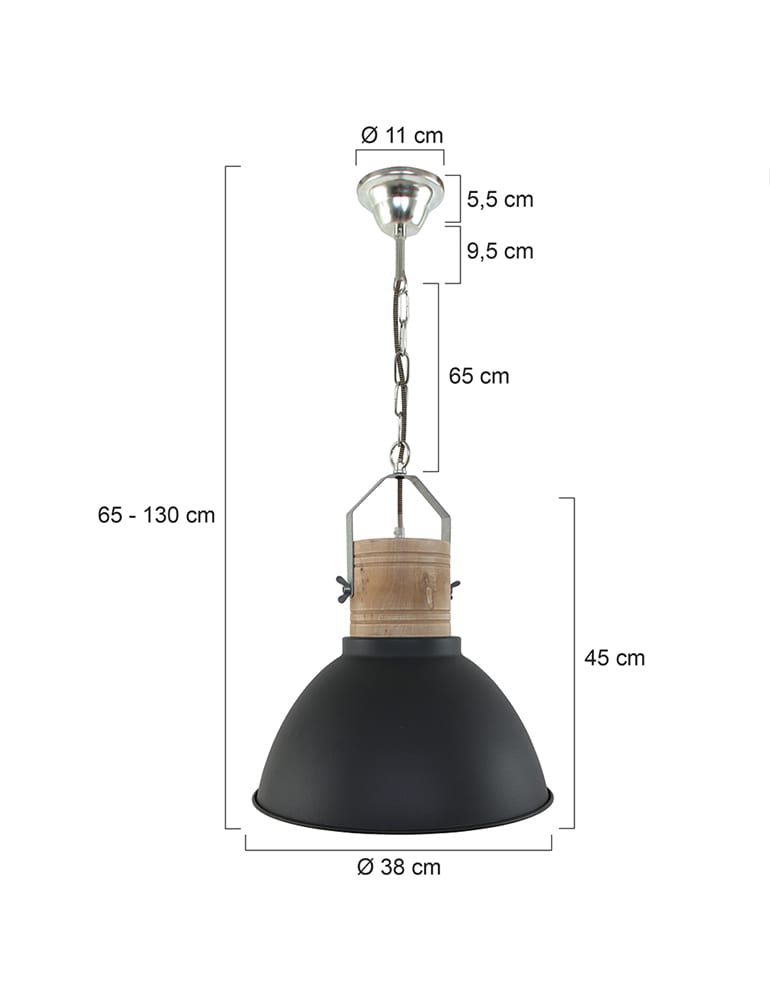 Suspension industrielle en bois noir Mexlite Emile – Image 10