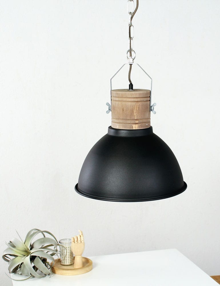 Suspension industrielle en bois noir Mexlite Emile – Image 2