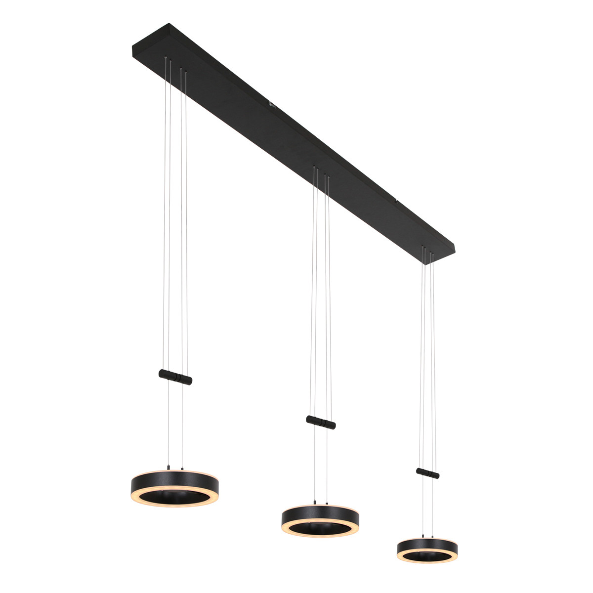 Suspension triple à design contemporain Steinhauer Piola transparent et noir – Image 2