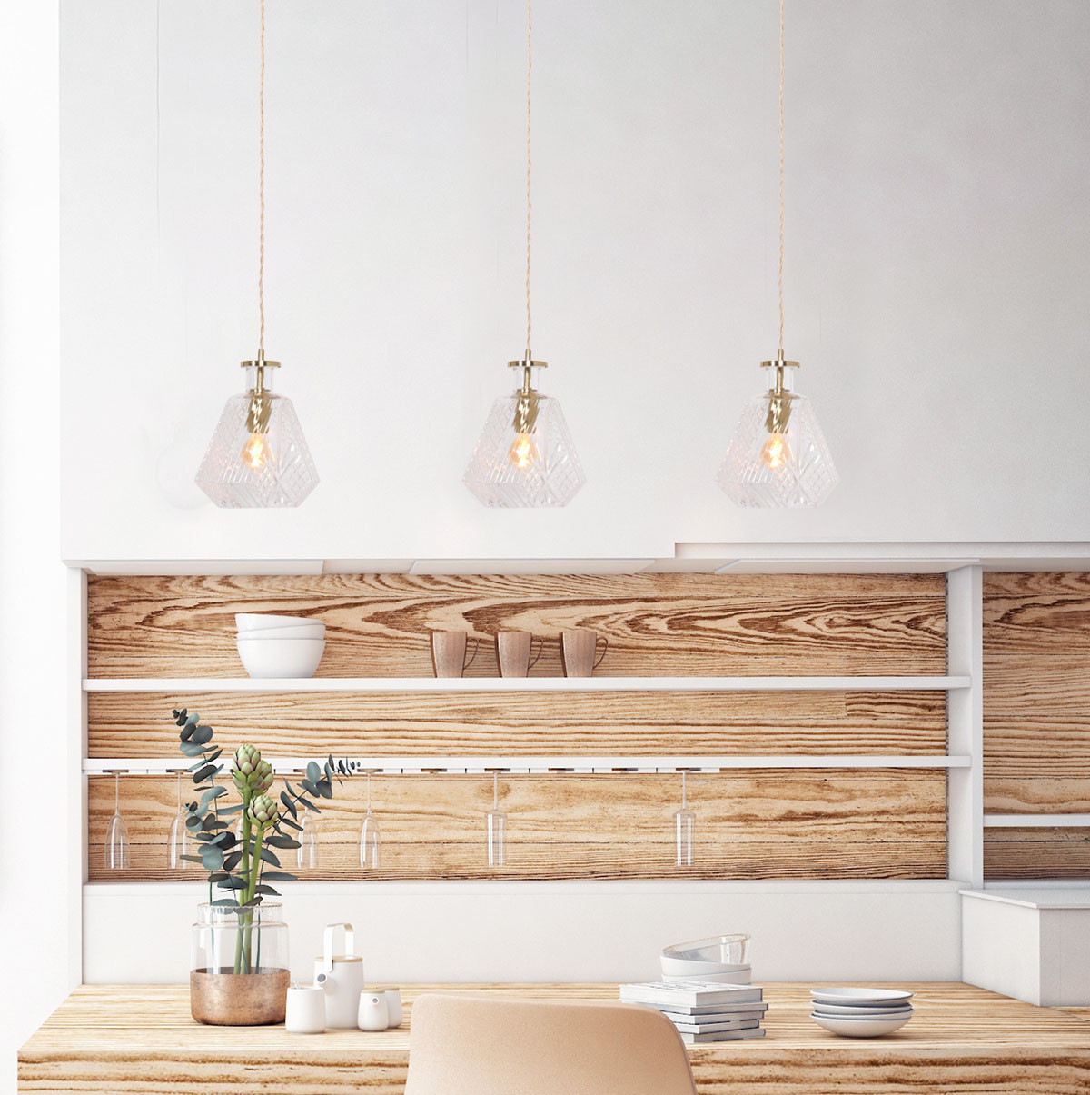 Suspension tendance en laiton en forme de bouteille en verre Mexlite Grazio Glass – Image 3