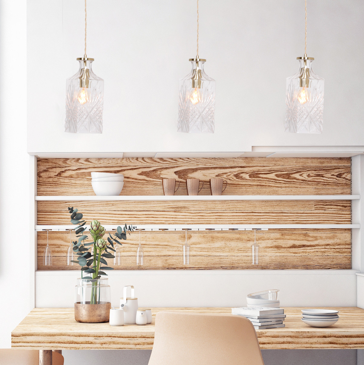 Lámpara colgante de latón / vidrio en forma de botella Mexlite Grazio Glass – Image 3