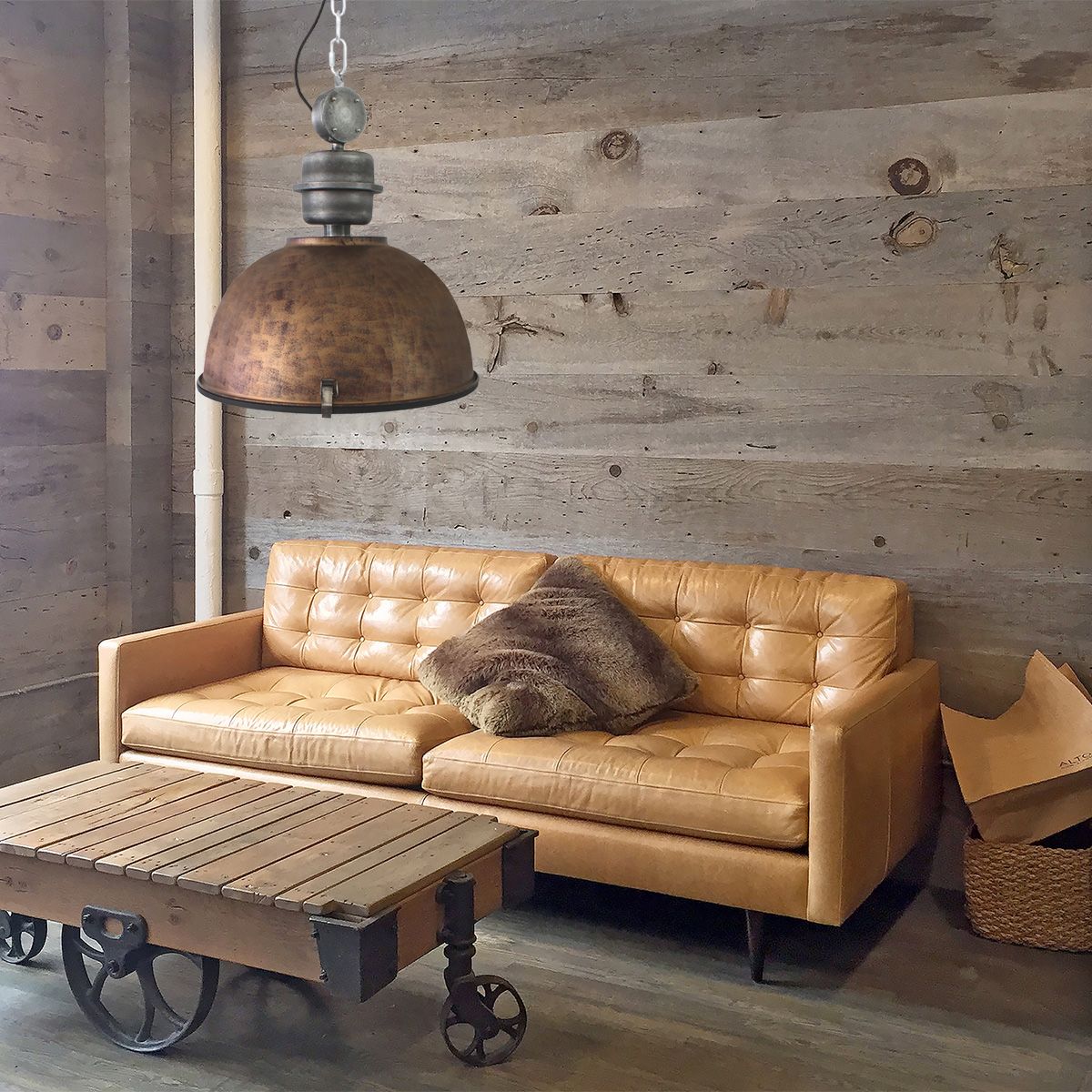 Suspension robuste en forme de dôme brun métal/verre Steinhauer Bikkel – Image 13