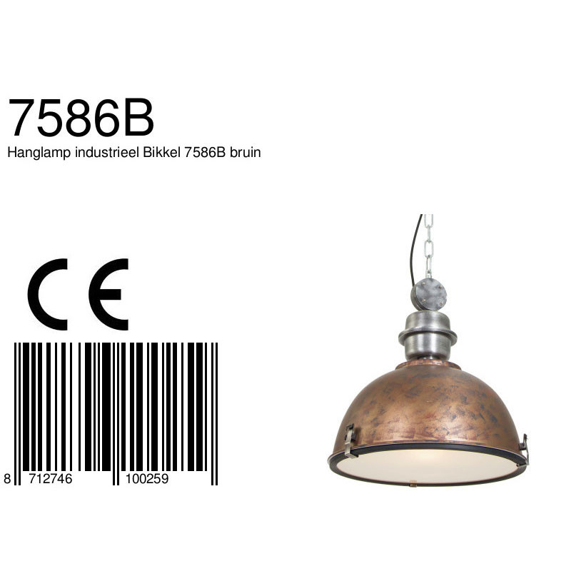 Suspension robuste en forme de dôme brun métal/verre Steinhauer Bikkel – Image 9