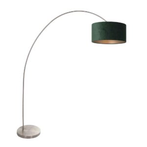 Lampadaire arc classique en acier avec abat-jour vert Mexlite Solva