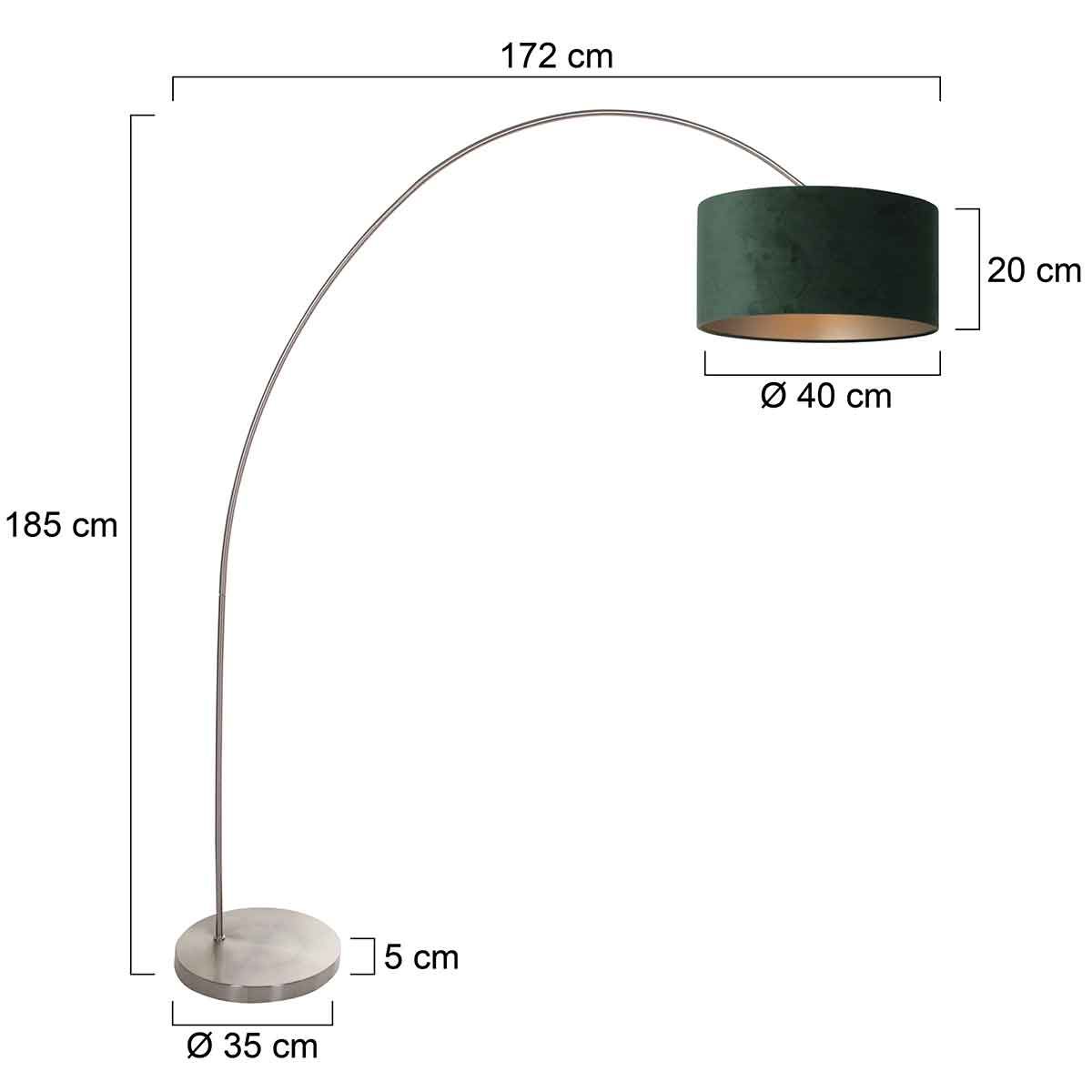 Lampadaire arc classique en acier avec abat-jour vert Mexlite Solva – Image 6