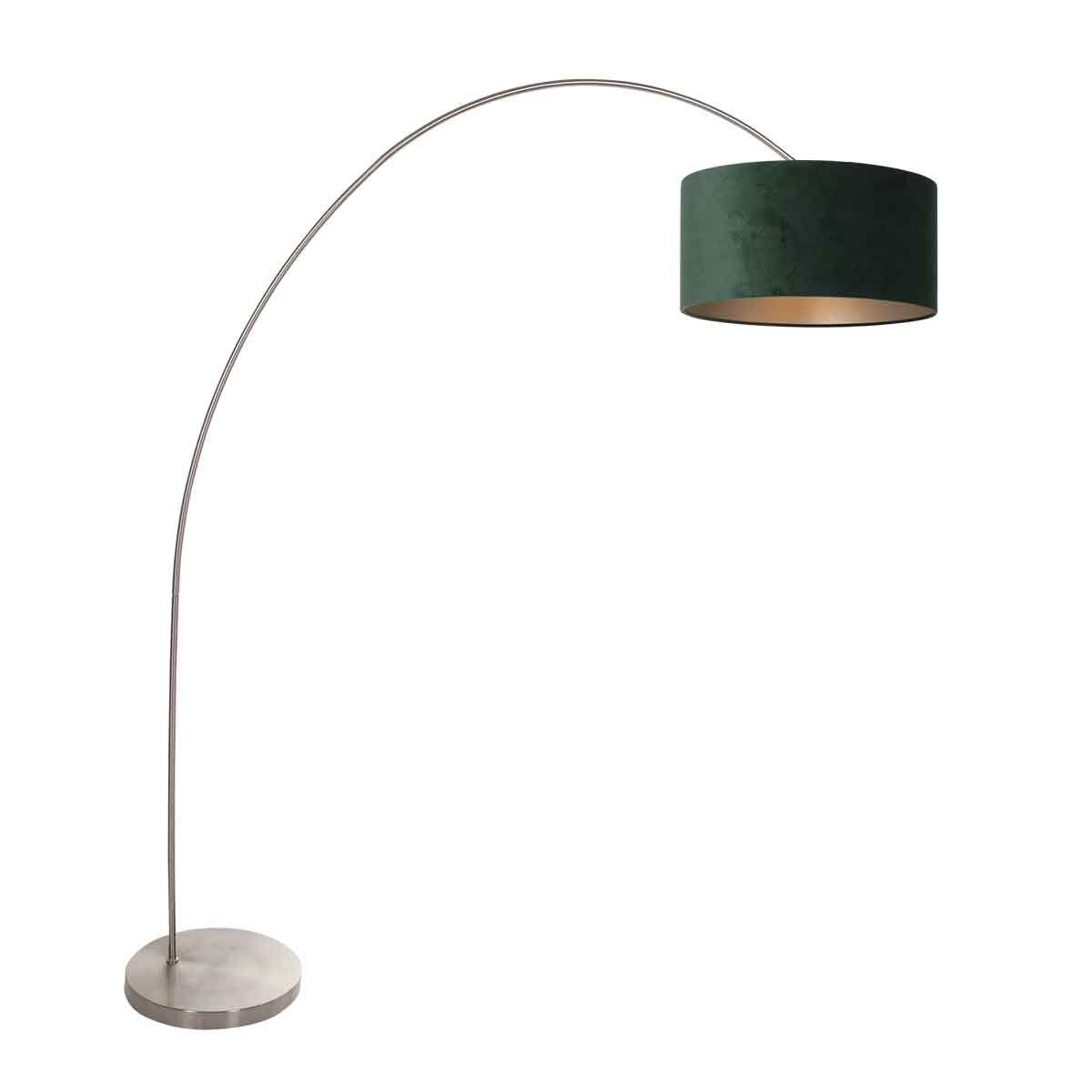 Lampadaire arc classique en acier avec abat-jour vert Mexlite Solva
