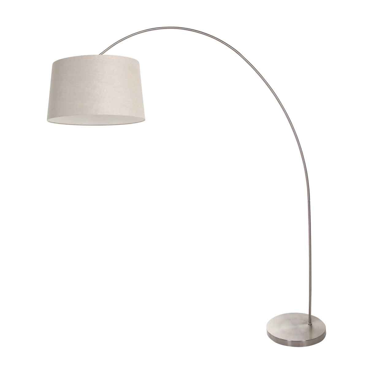 Lampadaire arc classique en acier avec abat-jour beige Mexlite Solva – Image 2