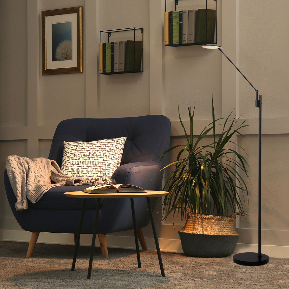 Lampadaire métal argenté LED Steinhauer Daphne – Image 3