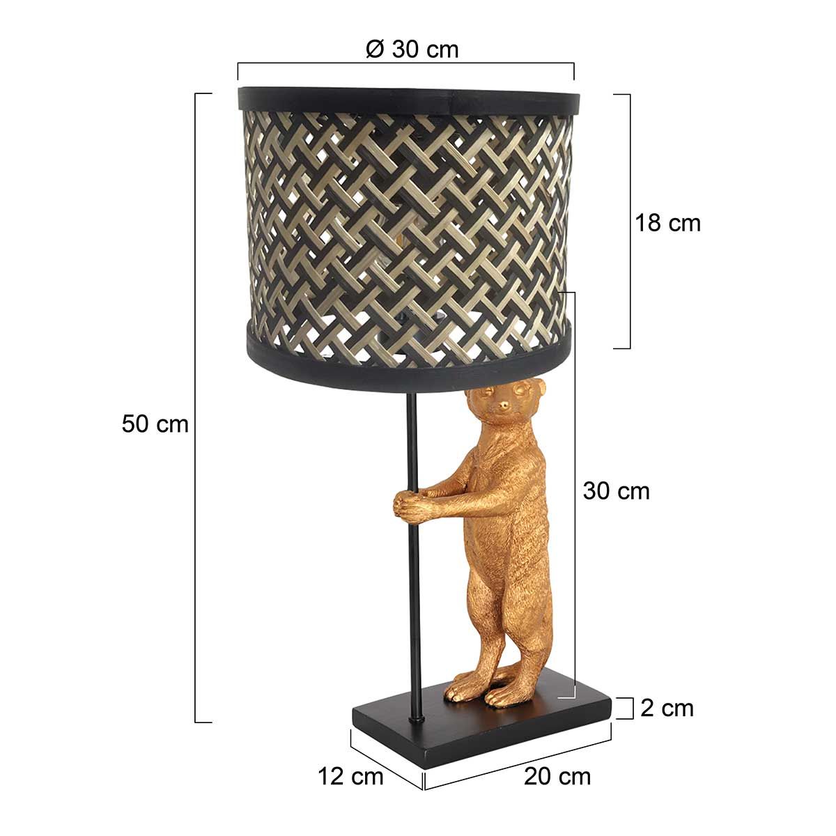 Lampe de table noire avec un suricate doré Anne Light & Home Animaux – Image 6