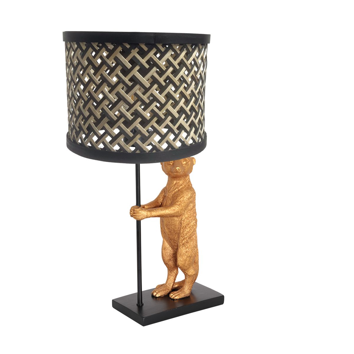 Lampe de table noire avec un suricate doré Anne Light & Home Animaux