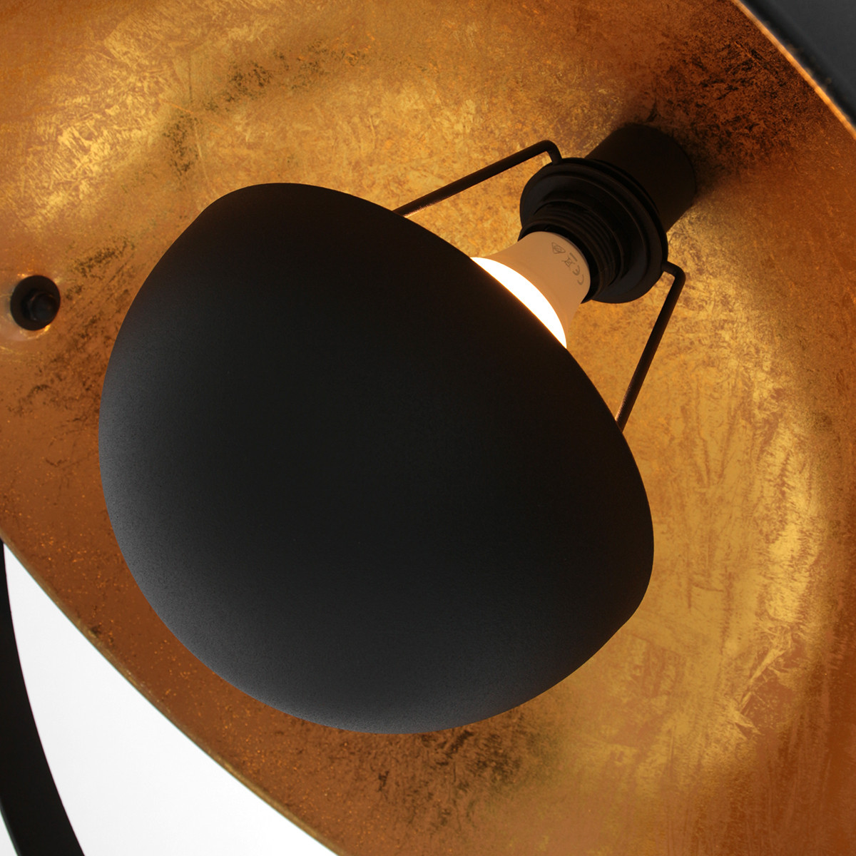 Lampadaire industriel noir avec abat-jour de tournesol doré Mexlite Sunflower – Image 12