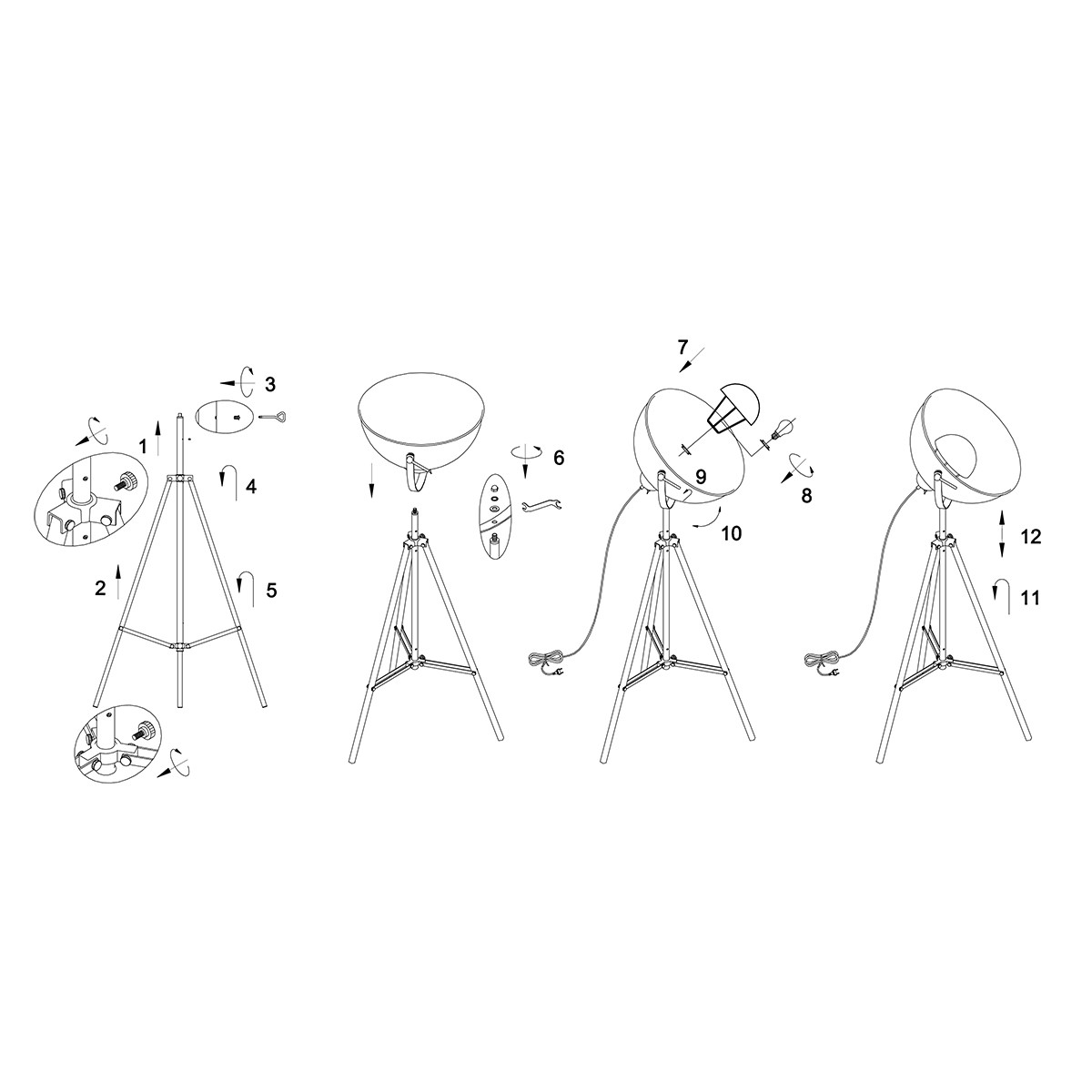 Lampadaire industriel noir avec abat-jour de tournesol doré Mexlite Sunflower – Image 10