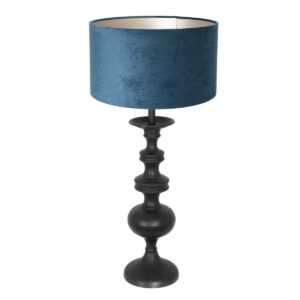 klassieke-zwarte-lamp-met-blauwe-kap-tafellamp-anne-light-home-lyons-blauw-en-zwart-3488zw