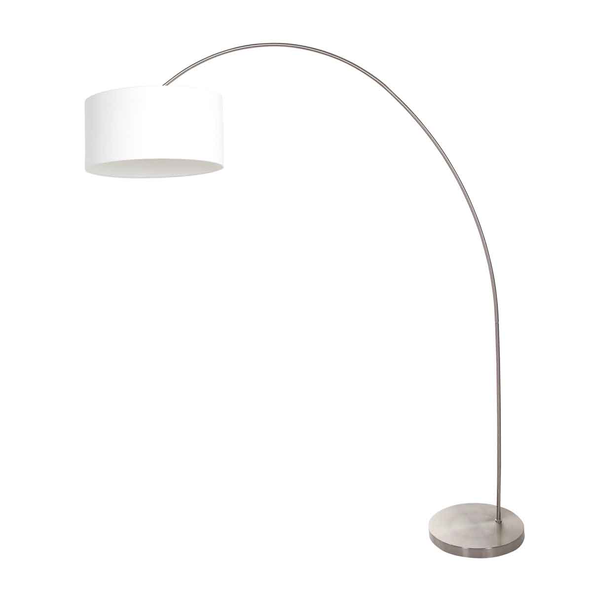 Lampadaire arc classique en acier avec abat-jour blanc Mexlite Solva – Image 2