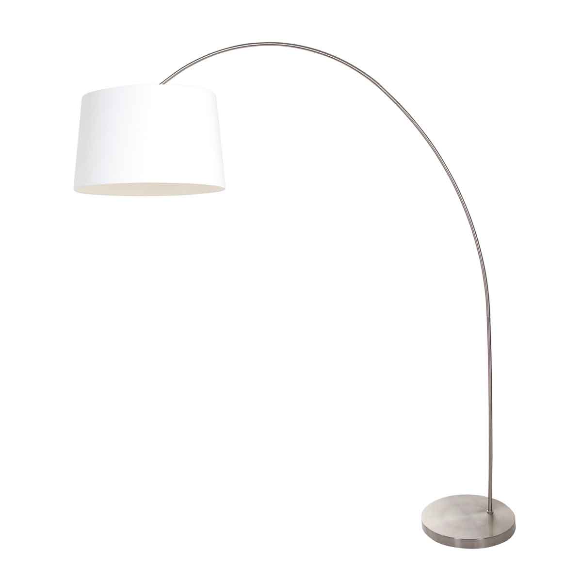 Lampadaire arc classique en acier avec abat-jour blanc Mexlite Solva – Image 2