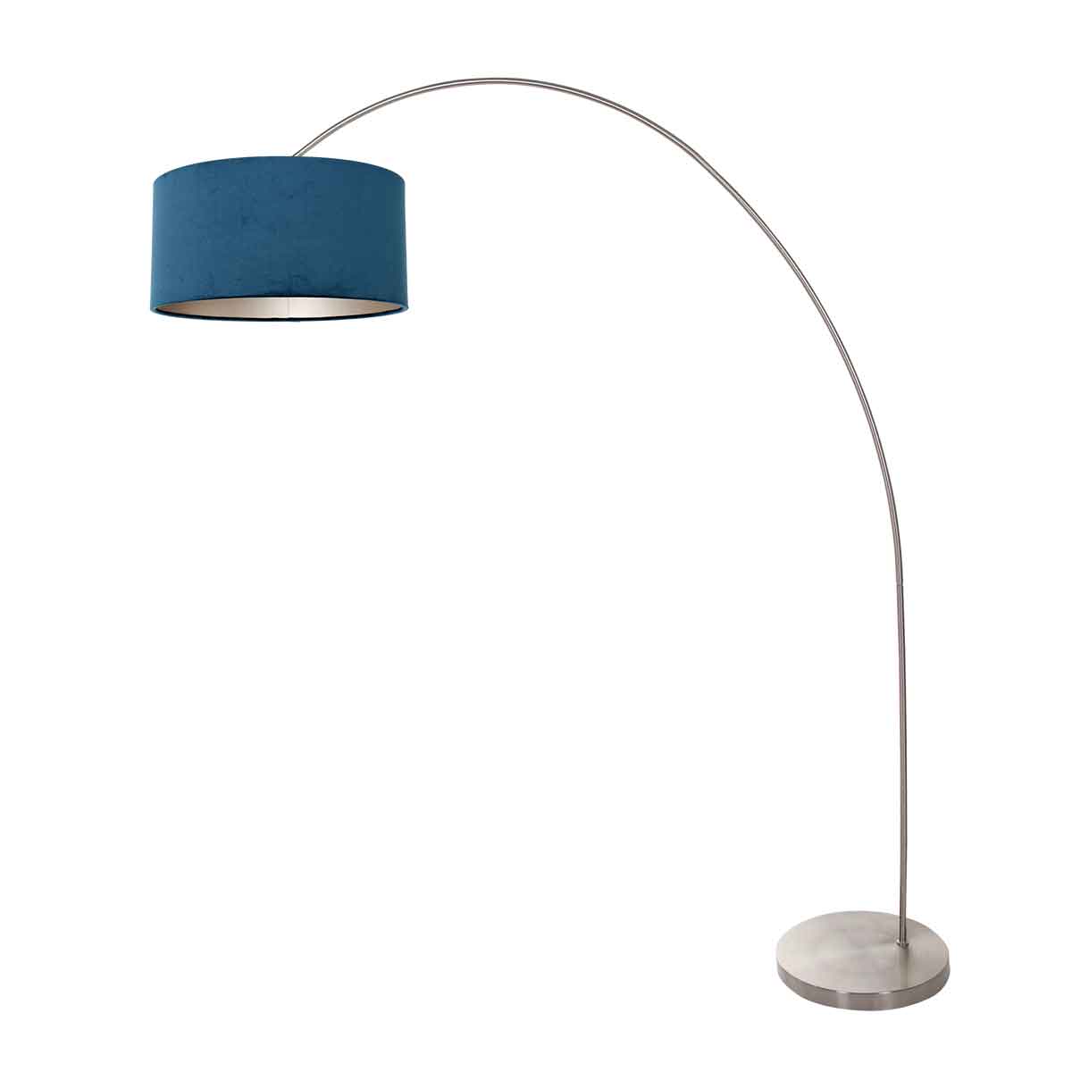 Lampadaire arc classique en acier avec abat-jour bleu Mexlite Solva – Image 2
