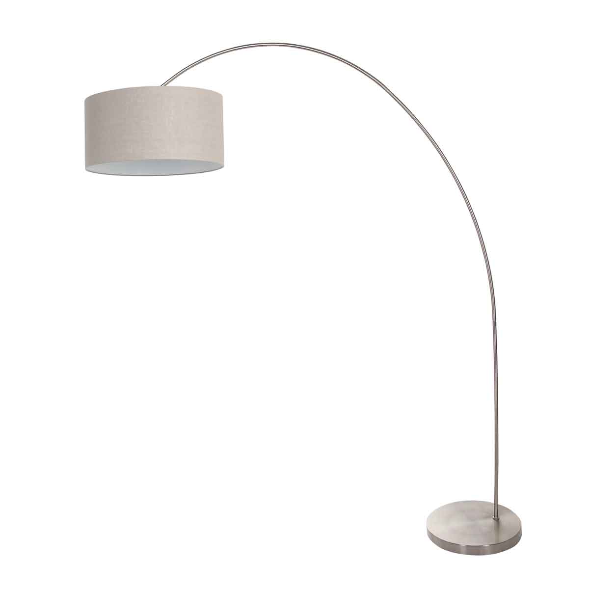 Lampadaire arc classique en acier avec abat-jour gris Mexlite Solva – Image 2