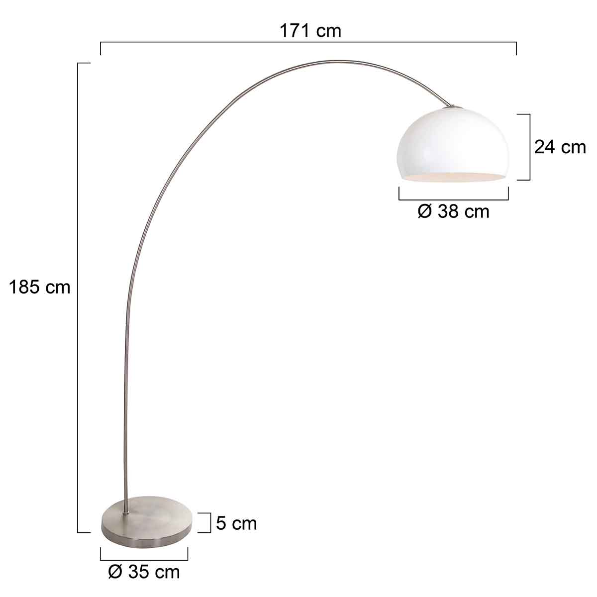 Lampadaire arc classique en acier avec globe blanc Mexlite Solva – Image 6