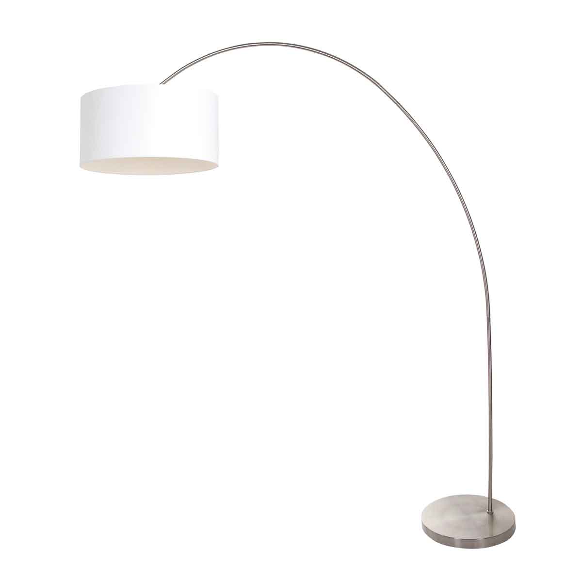 Lampadaire arc en acier avec abat-jour blanc Mexlite Solva – Image 2