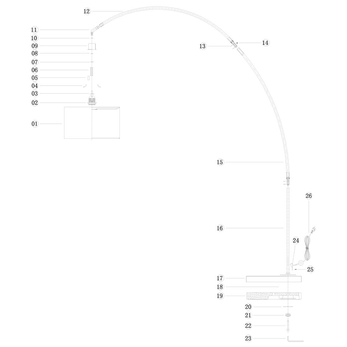 Lampadaire arc en acier avec abat-jour gris Mexlite Solva – Image 8