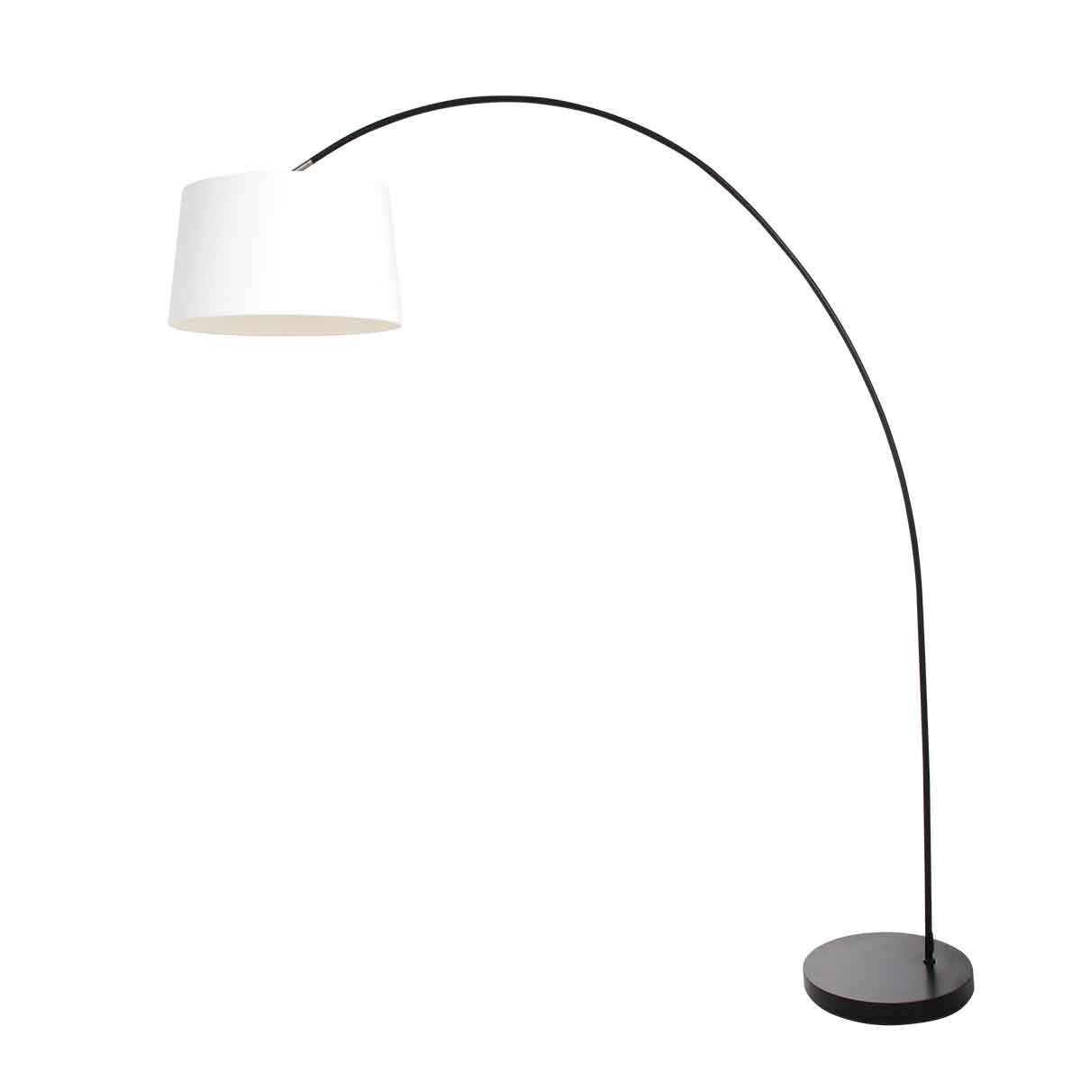 Lampadaire arc moderne et noir avec abat-jour blanc Mexlite Solva – Image 2