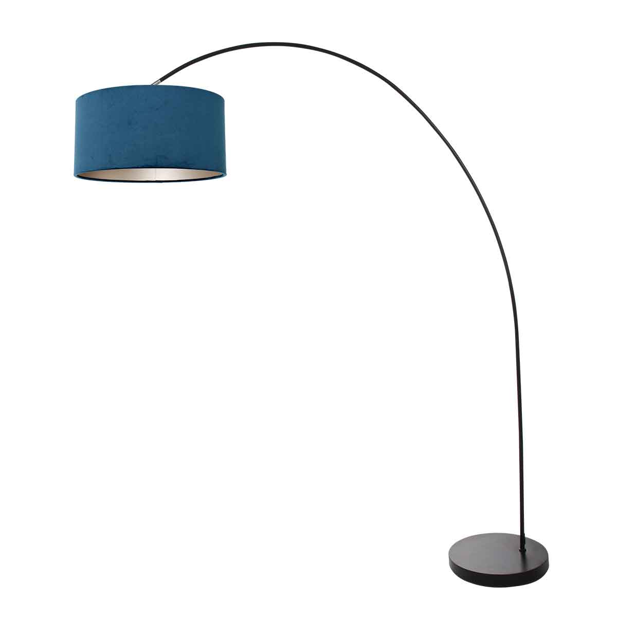 Lampadaire arc moderne noir avec abat-jour bleu Mexlite Solva – Image 2