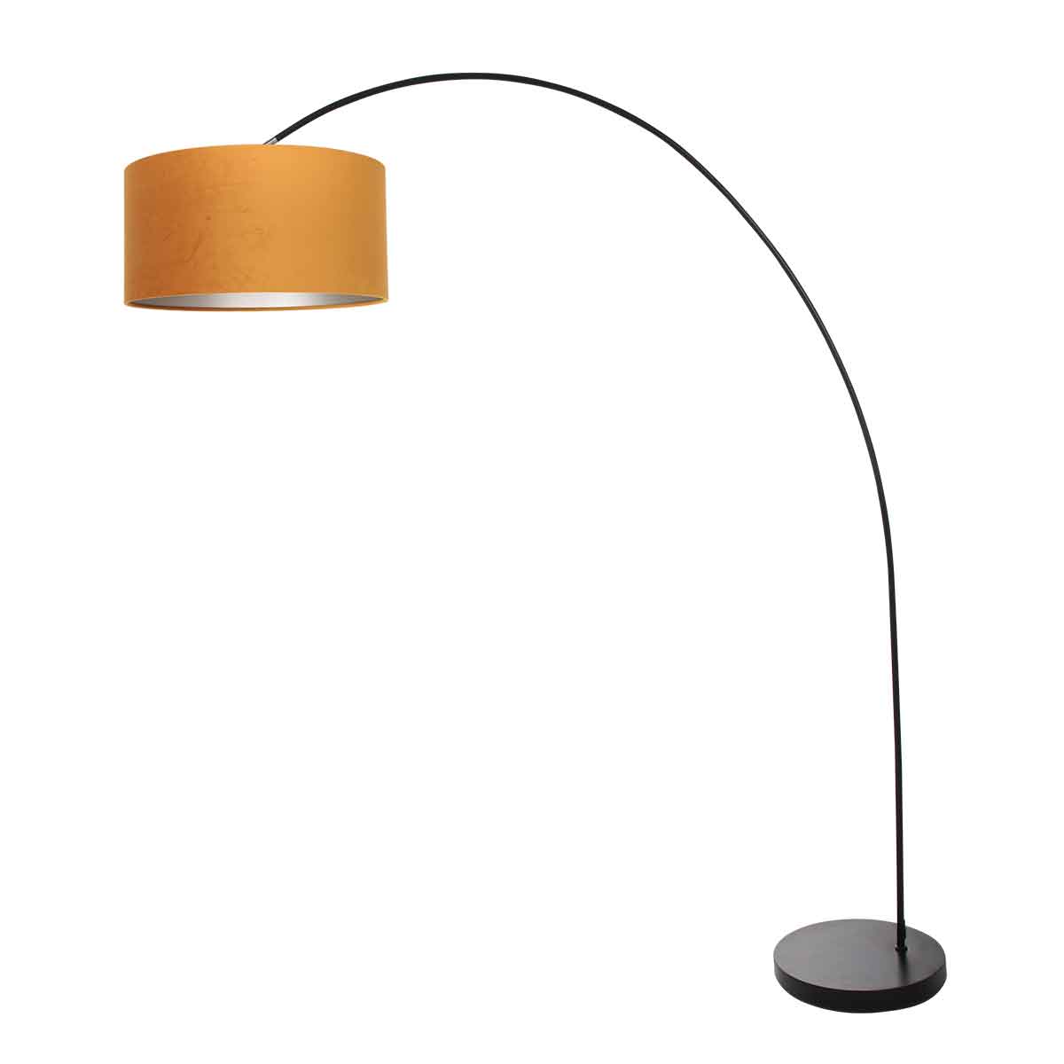 Lampadaire arc moderne noir avec abat-jour orange Mexlite Solva – Image 2