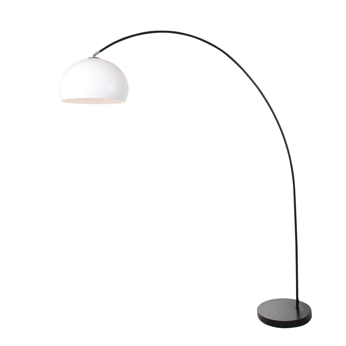 Lampadaire arc moderne noir avec globe blanc Mexlite Solva – Image 2