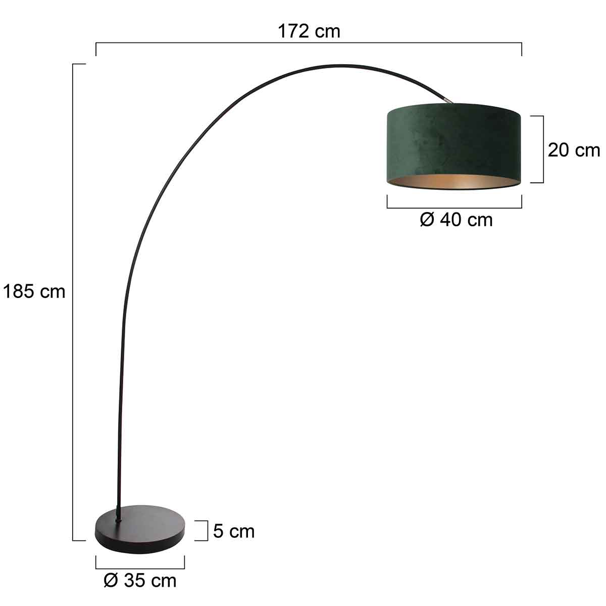 Lampadaire arc noir avec abat-jour vert Mexlite Solva – Image 6