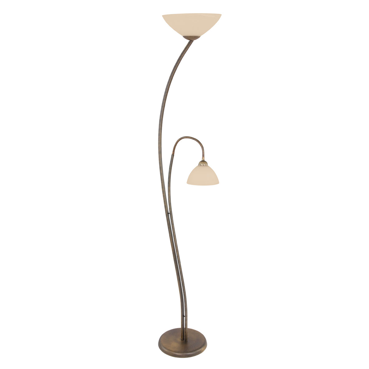 Lampadaire classique 2 lumières en bronze verre marbré Steinhauer Capri – Image 2