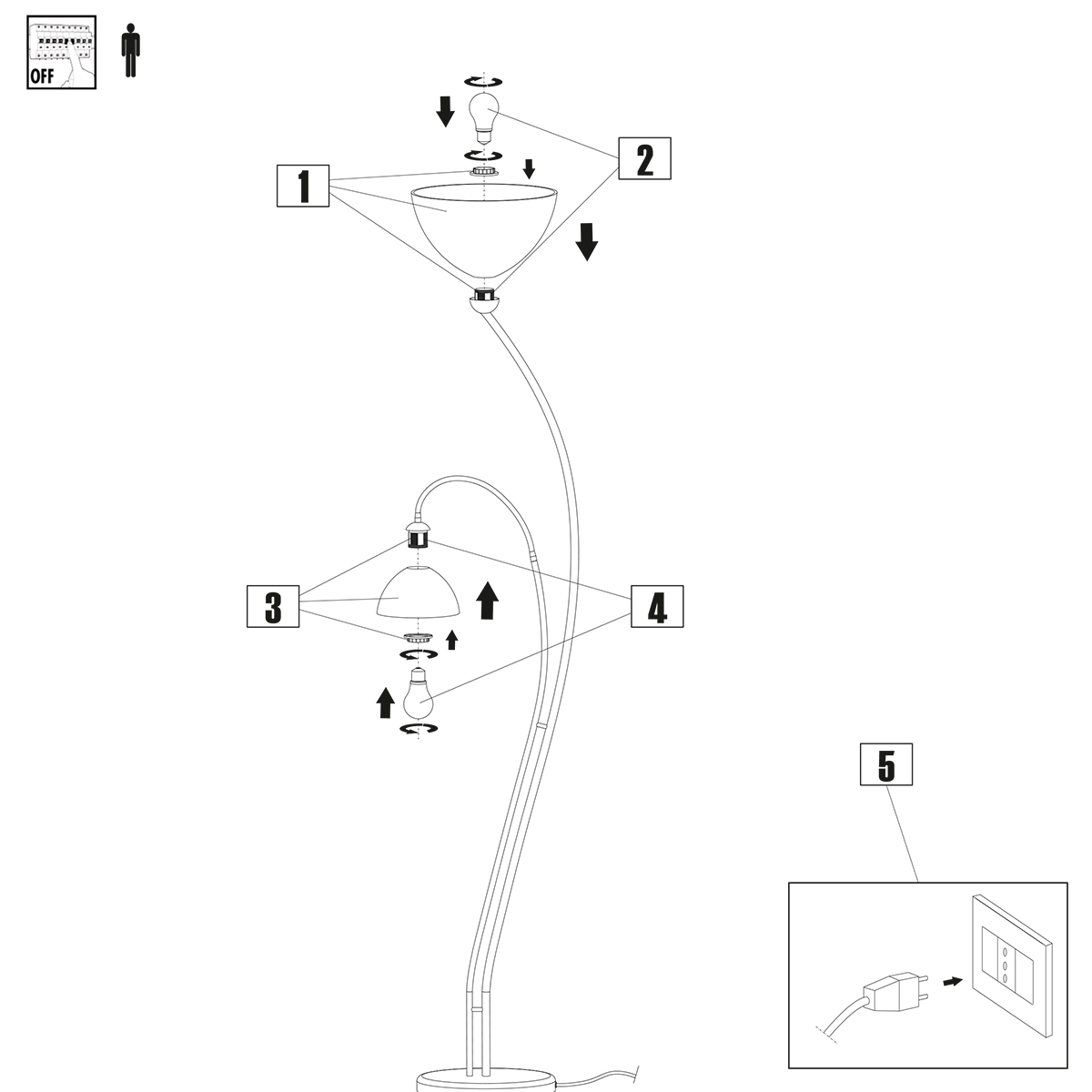 Lampadaire classique 2 lumières en bronze verre marbré Steinhauer Capri – Image 9
