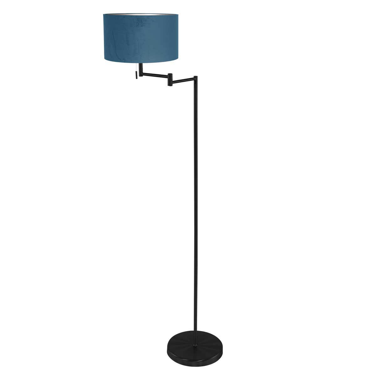Lampadaire moderne noir avec abat-jour bleu Mexlite Bella – Image 2