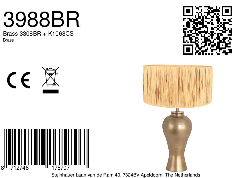 Lampe de table classique en métal Steinhauer Brass – Image 8