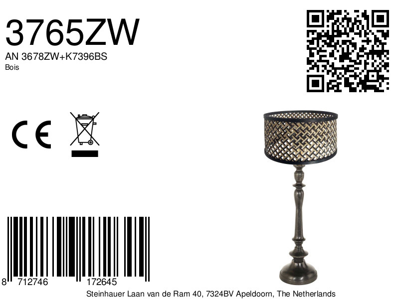 Lampe de table haute brillante avec abat-jour en osier Anne Light & Home Bois – Image 7