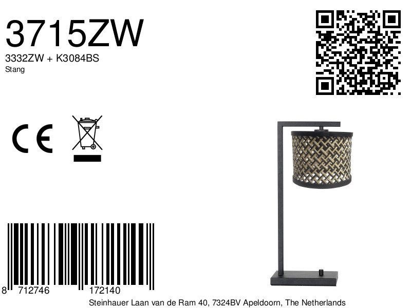 Lampe de table industrielle noire avec abat-jour en osier Steinhauer Stang – Image 7