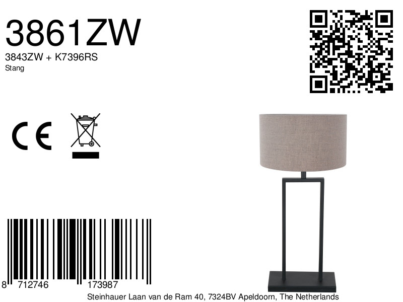 Lampe de table industrielle noire avec abat-jour gris Steinhauer Stang – Image 6