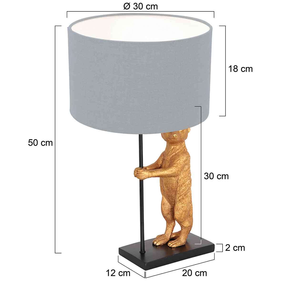 Lampe de table noir et or Anne Light & Home Animaux – Image 6