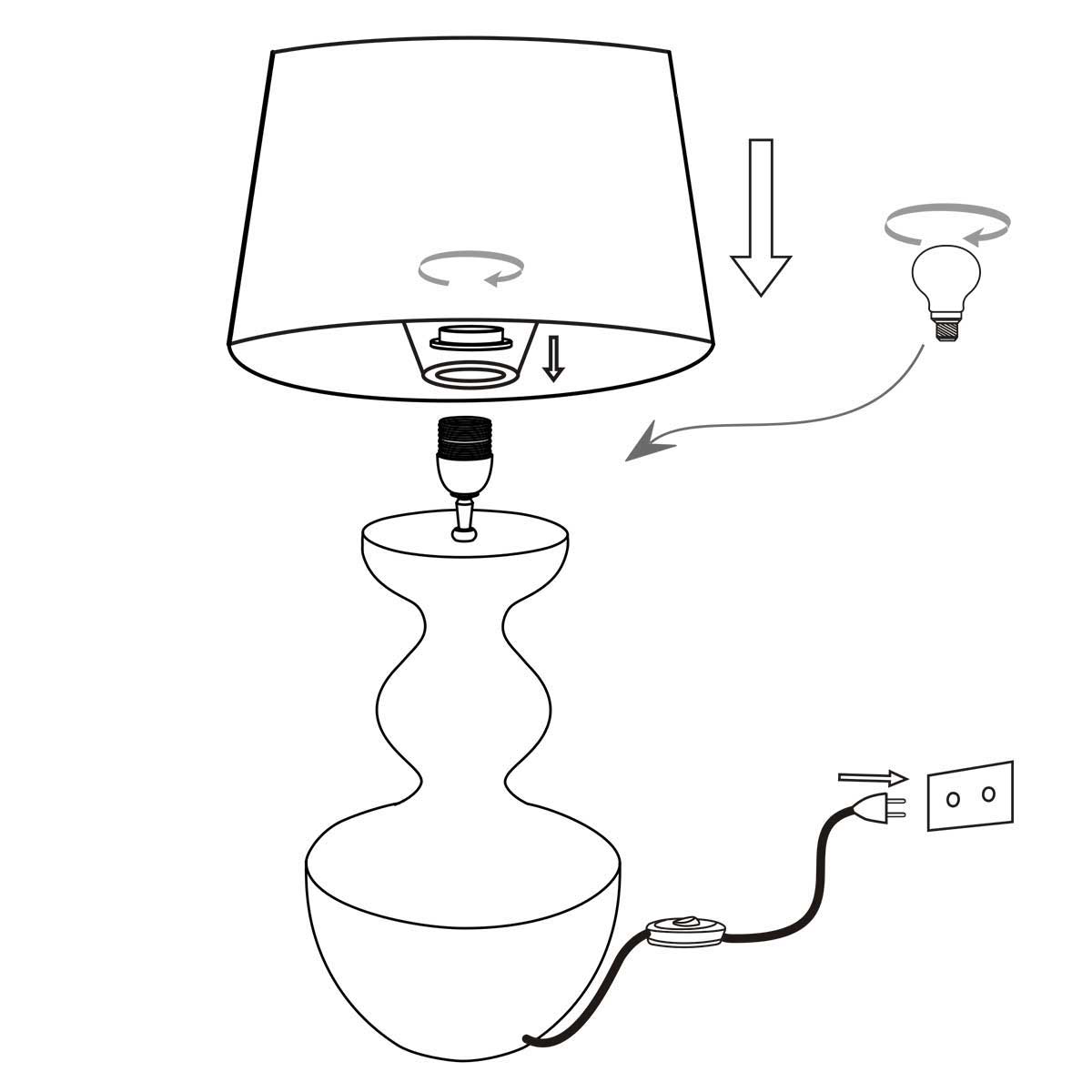 Lampe de table noire classique Anne Light & Home Lyons – Image 8