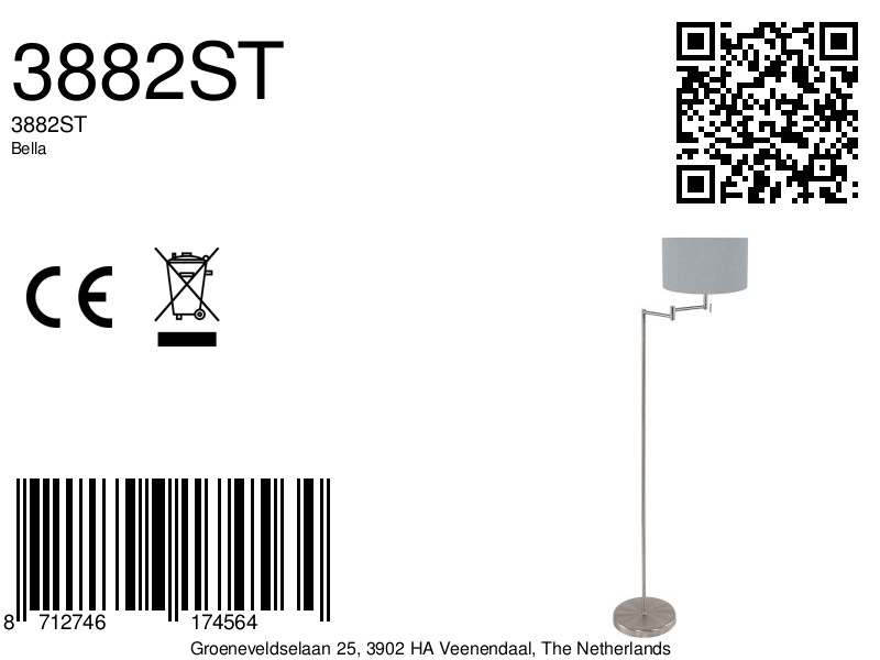 Lampe sur pied moderne pivotante Mexlite Bella – Image 6