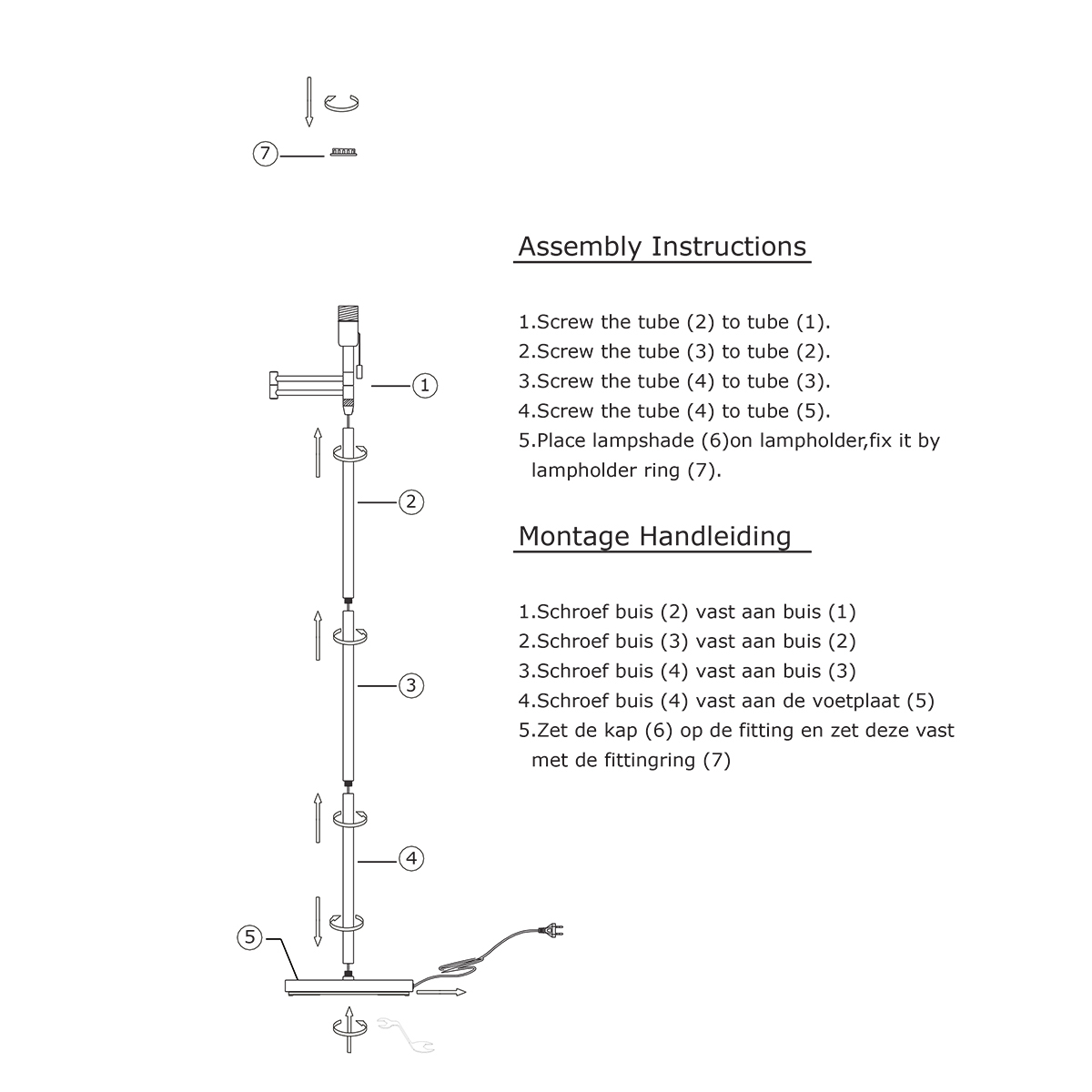 Lampe sur pied moderne pivotante Mexlite Bella – Image 7