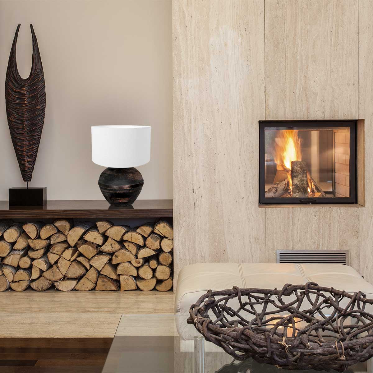 Lampe vintage à abat-jour blanc Anne Light & Home Lyons – Image 3