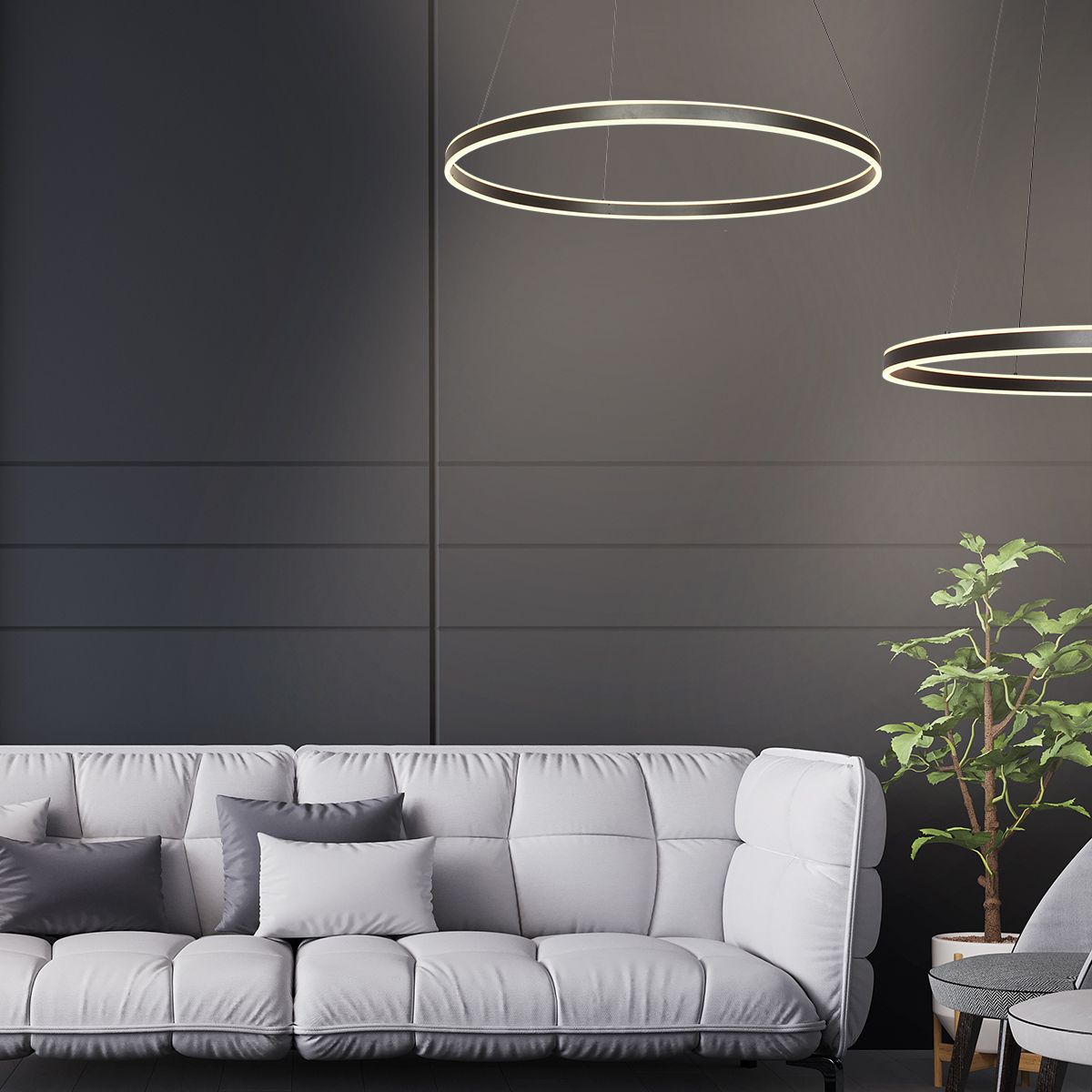 Suspension moderne noire avec éclairage LED Steinhauer Ringlux – Image 3