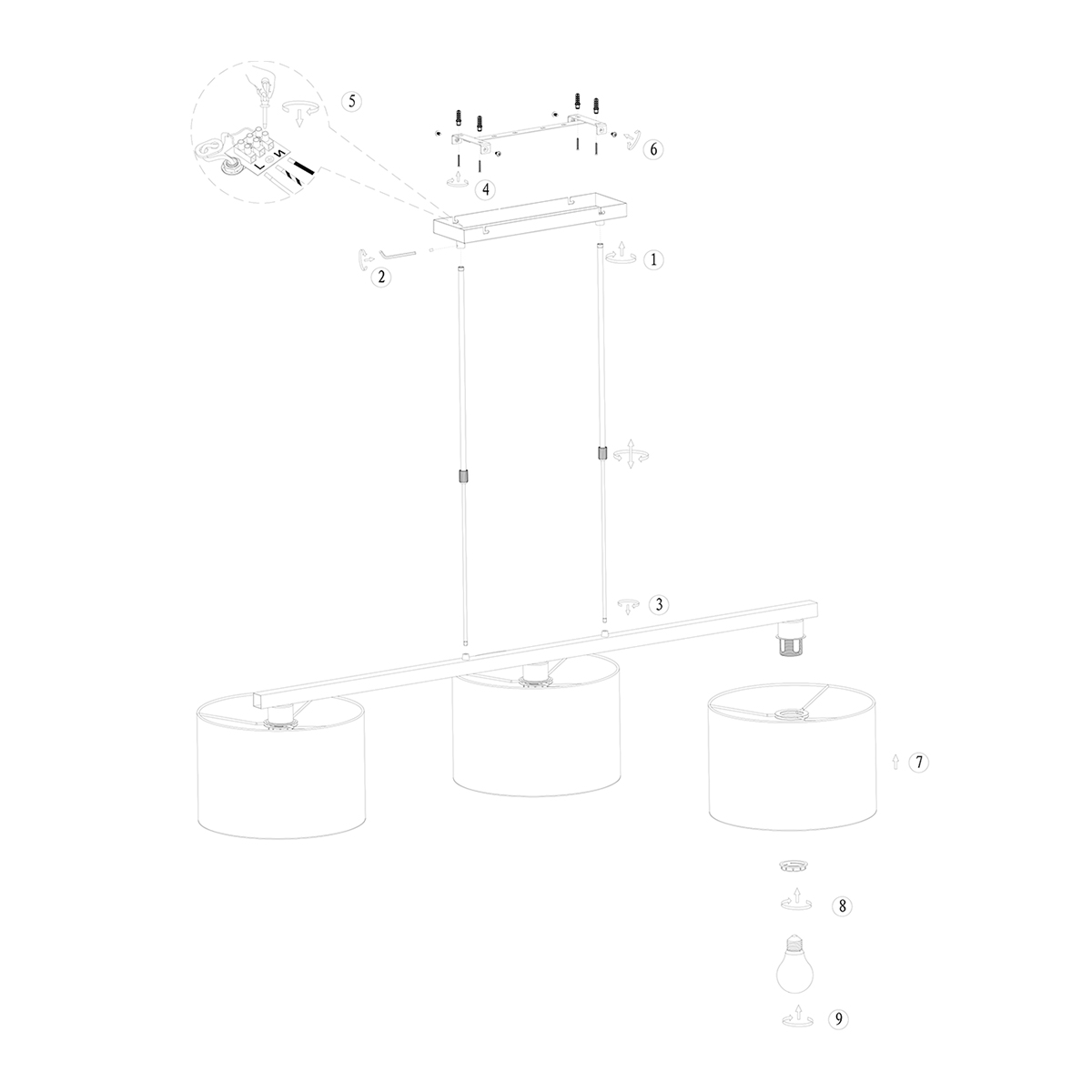 Suspension 3-lumières Steinhauer Stang – Image 9