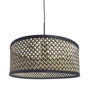 suspension-noire-avec-abat-jour-en-osier-steinhauer-sparkled-light-3753zw