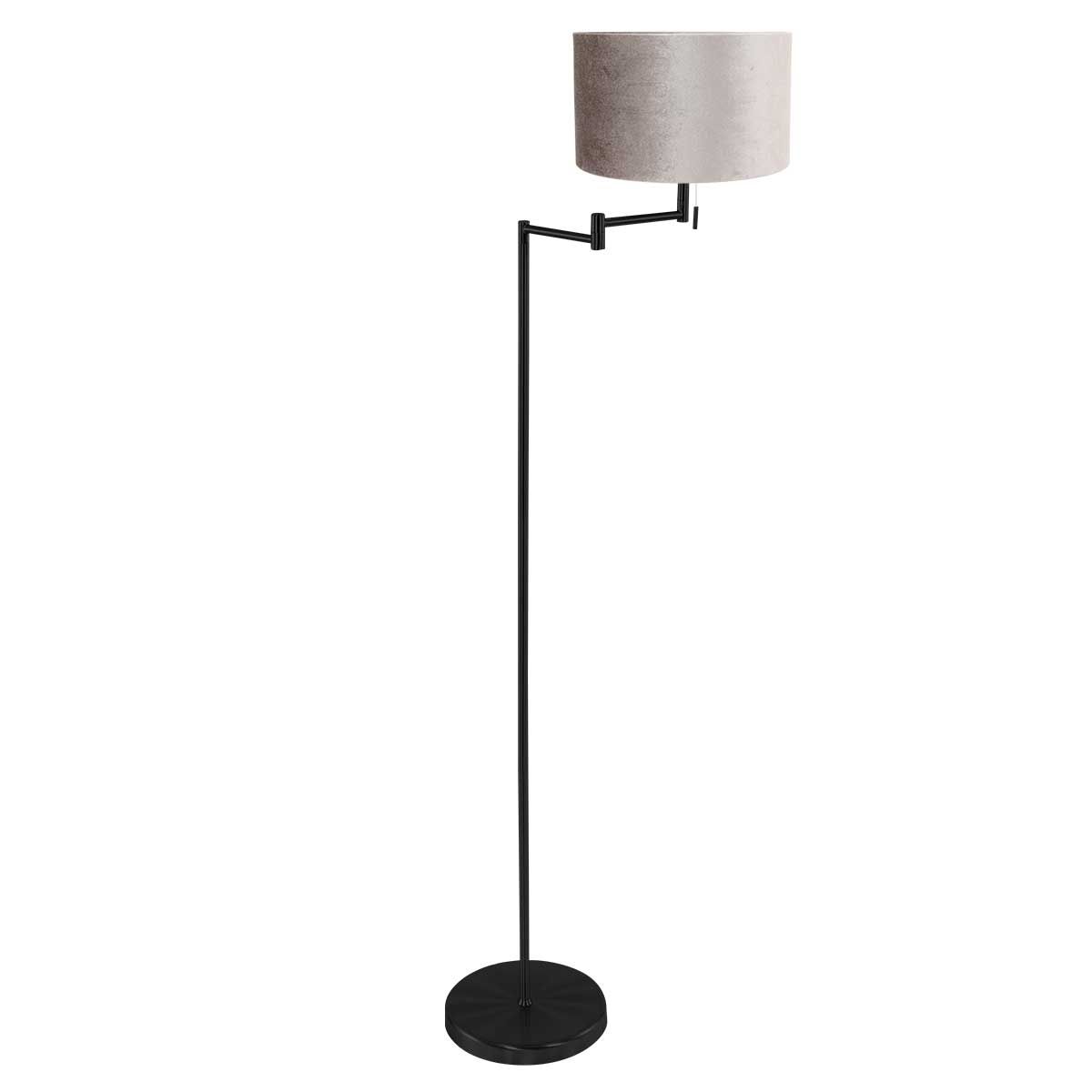 Lampadaire moderne noir avec abat-jour gris Mexlite Bella